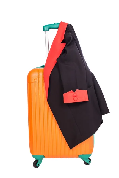 Suitcase with black suit — Stock Photo, Image