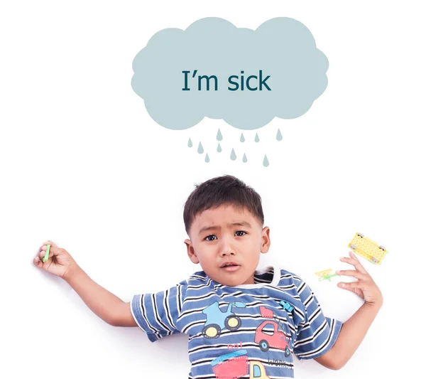 Liten pojke har kall sjuk — Stockfoto