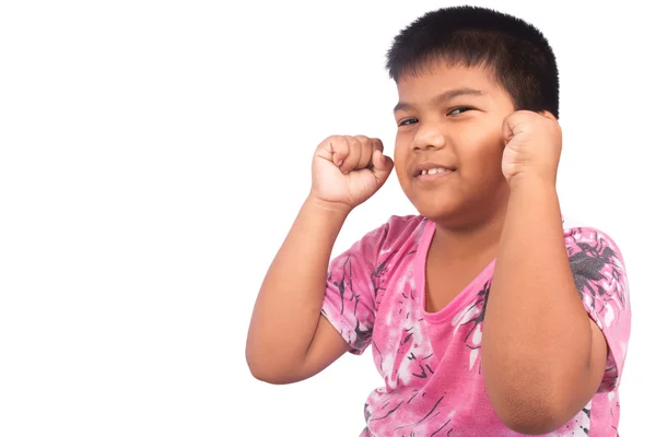 Kleiner Junge zeigt Erfolg — Stockfoto