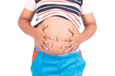 Şirin çocuk şişman göstermek göbek