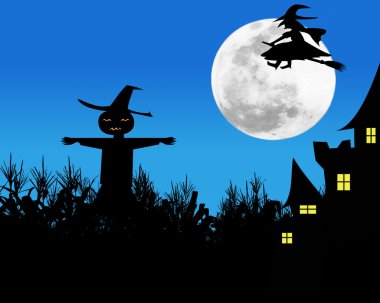 Dolunay arka plan üzerinde Halloween kavramı