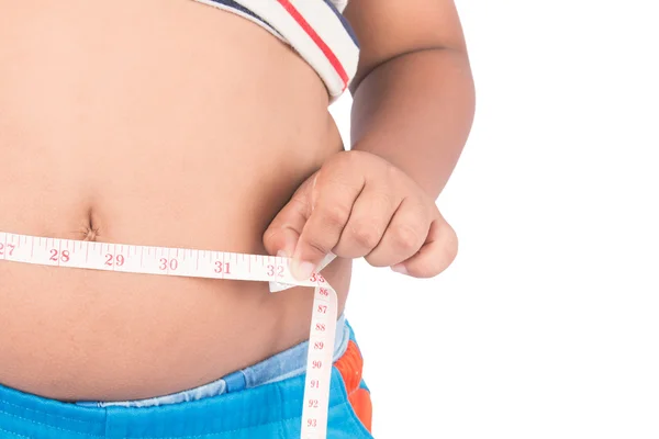 Boy Fat With Measuring Tape — Stock Photo, Image