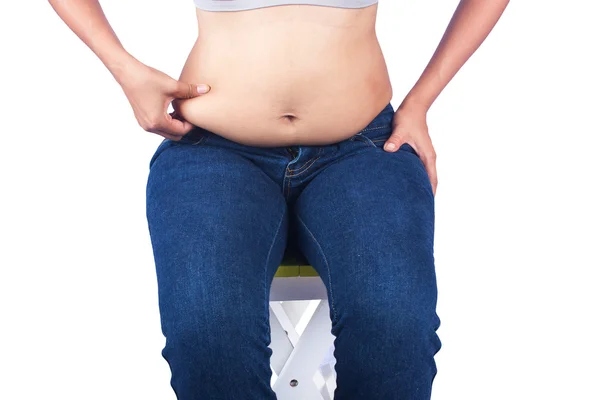 Women body fat belly front view — Stock Photo, Image