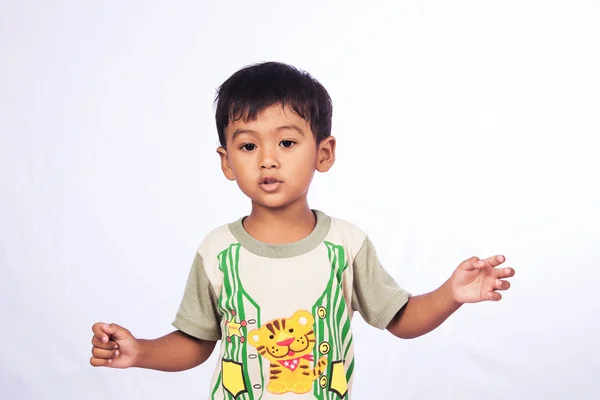 Portrait of asian boy happy and fun on white background — Stock Photo, Image