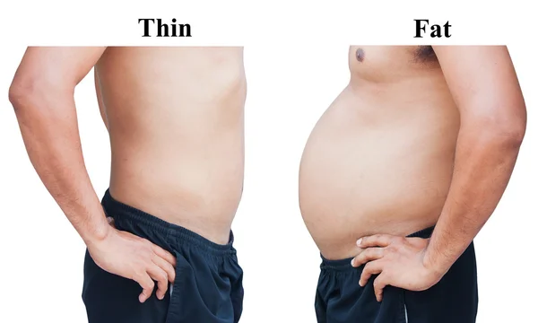 Different of man body before and after  not exercise and dieting — Stock Photo, Image