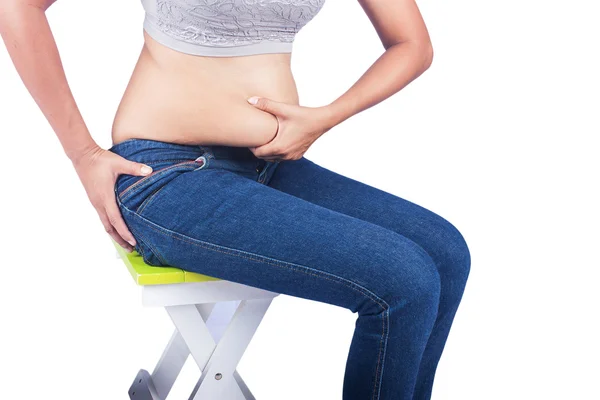 Mulheres barriga de gordura corporal — Fotografia de Stock