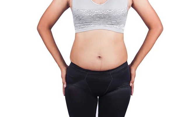 Women body fat belly front view — Stock Photo, Image