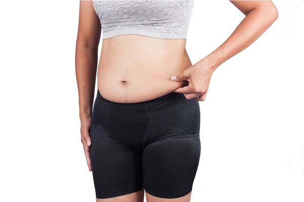 Women body fat belly front view — Stock Photo, Image