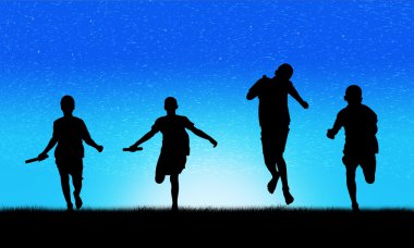 athlete  running   at night  background clipart
