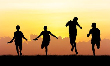 athlete  running   at sunset background clipart
