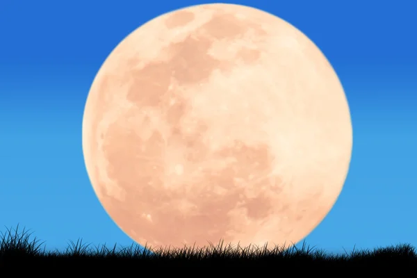 Silhouet van vliegtuig op de hemelachtergrond nacht volle maan — Stockfoto