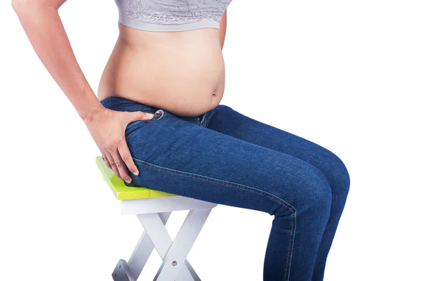 Mulheres barriga gordura corporal — Fotografia de Stock