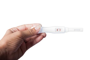 El kadınlar hamilelik testi ayrı tut moduyla arka plan tutun