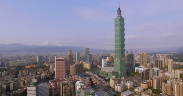 Letecký pohled na město Taipei, Taipei, Tchaj-wan — Stock video