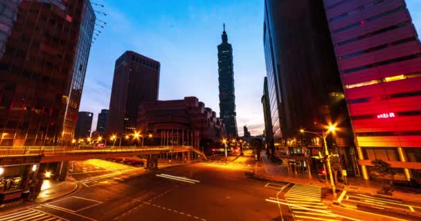 Taipei City de nuit au jour le jour, Taipei, Taiwan — Video