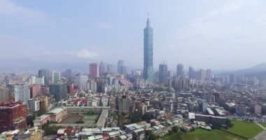 4 k hava görünümünü finans bölgesi City, Taipei, Tayvan