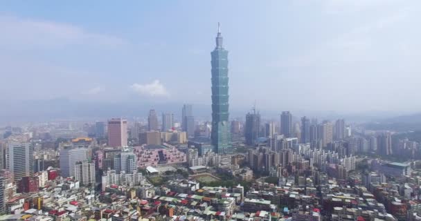 4 k Flygfoto över finansiella distriktet i staden av Taipei, Taiwan — Stockvideo