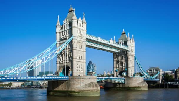 Puente Torre Con Cielo Hermoso Londres Reino Unido — Vídeo de stock