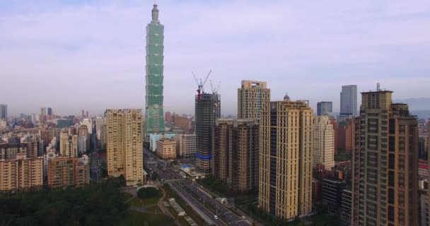 4K Veduta aerea del distretto finanziario nella città di Taipei, Taiwan — Video Stock