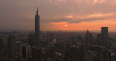 4 k hava görünümünü finans bölgesi City, Taipei, Tayvan