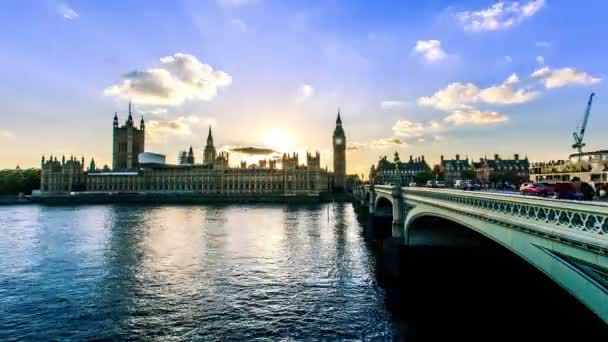 City of Westminster w Sunset (dzień i w nocy) — Wideo stockowe