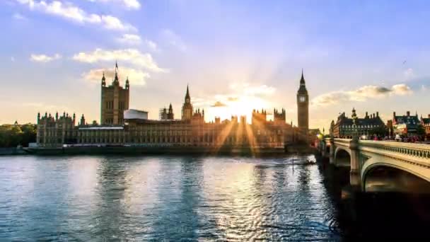 Città di Westminster al tramonto (da giorno a notte ) — Video Stock