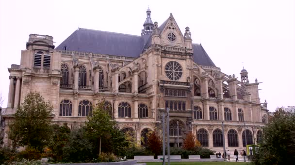 Εκκλησία Του Αγίου Ευσταθίου Εξωτερική Όψη Στο Παρίσι Γαλλία — Αρχείο Βίντεο