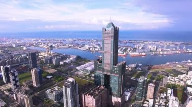 Kaohsiung şehrin havadan görünümü 
