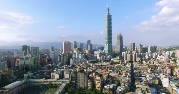 Havadan görünümü City Taipei, Tayvan — Stok video