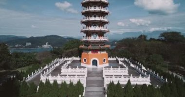 Nantou 'daki Pa Cien Pagoda' nın güzelliği, Tayvan Pacien pagoda, Güneş Ay Gölü, Nantou, Tayvan