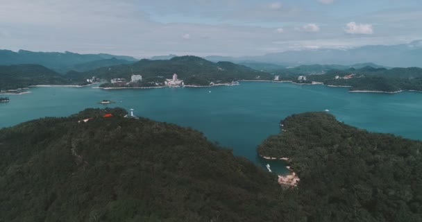 Luchtfoto Van Cien Pagoda Nantou Taiwan Pacien Pagode Sun Moon — Stockvideo