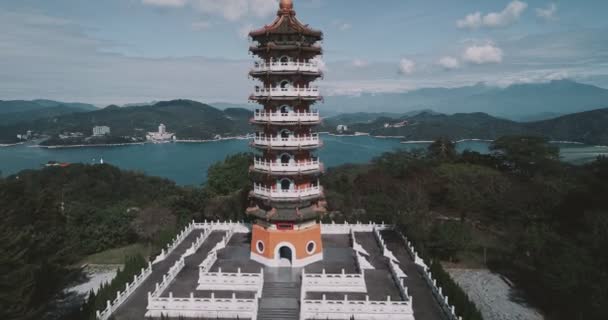 ナントー 台湾パシアンパゴダ サンムーン湖 ナントー 台湾のパシエンパゴダの美しさ — ストック動画