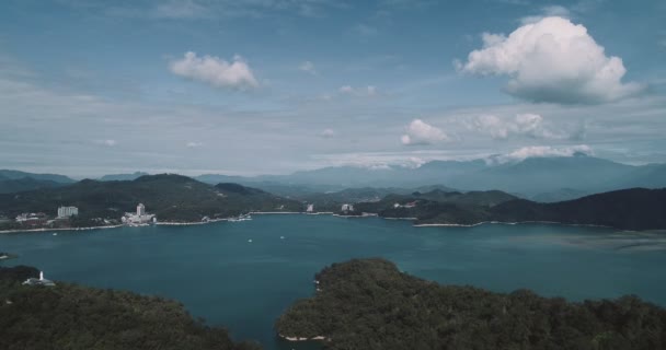 Vista Aérea Cien Pagoda Nantou Taiwan Pagode Pacien Sun Moon — Vídeo de Stock