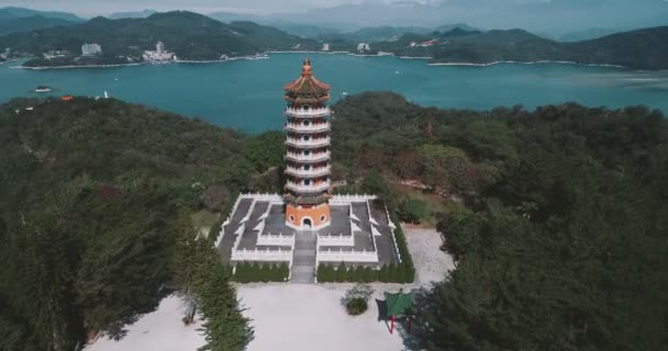 Krása Cien Pagoda Nantou Tchaj Wan Pacien Pagoda Sun Moon — Stock video