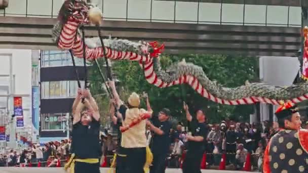 Head Dragon Lion Dancing Miaoli Hakka Lantern Festival Dragon Bombing — Vídeo de Stock