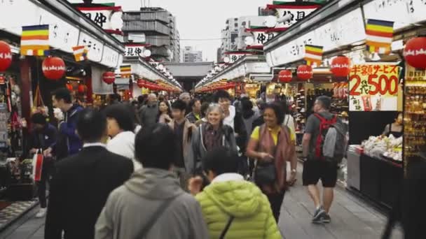 Asakusa Tokyo Japan Marknadens Atmosfär Nära Asakusatemplet Japan — Stockvideo