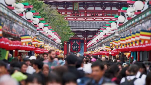 Asakusa Tokyo Japan Fullsatt Nakamise Dori Asakusa Sensoji Templet — Stockvideo