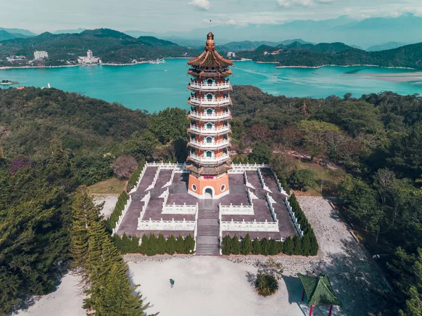 Utsikt Över Cien Pagoda Nantou Taiwan Pacien Pagoda Sun Moon — Stockfoto