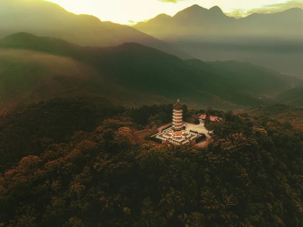 Вид Воздуха Cien Pagoda Наньтоу Тайвань Пагода Pacien Sun Moon — стоковое фото