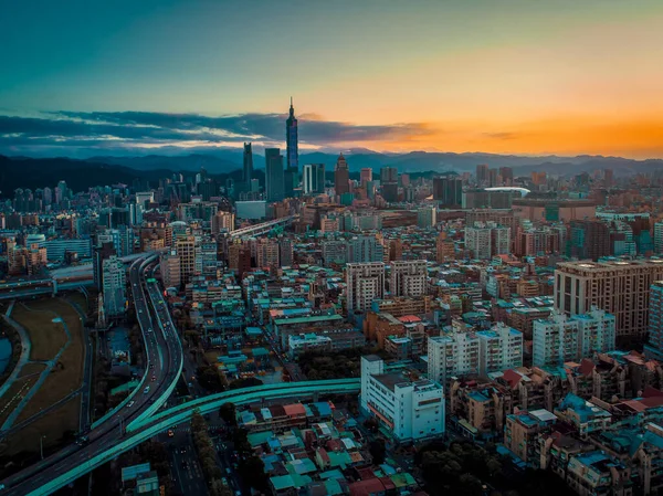 Letecký Záběr Města Taipei Tchaj Wan — Stock fotografie