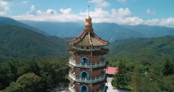 Skönheten Cien Pagoda Nantou Taiwan Pacien Pagoda Sun Moon Lake — Stockvideo