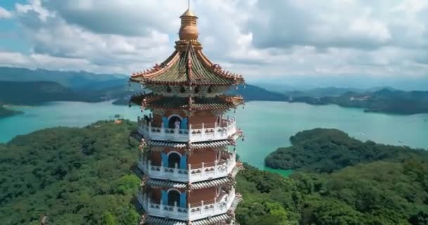 Belleza Cien Pagoda Nantou Taiwan Pacien Pagoda Sun Moon Lake — Vídeo de stock