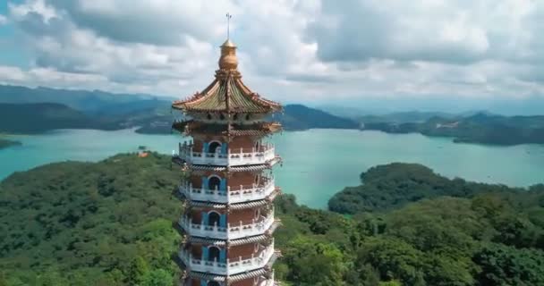 Beleza Cien Pagoda Nantou Taiwan Pagode Pacien Sun Moon Lake — Vídeo de Stock