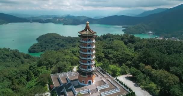 Bellezza Della Cien Pagoda Nantou Taiwan Pacien Pagoda Sun Moon — Video Stock