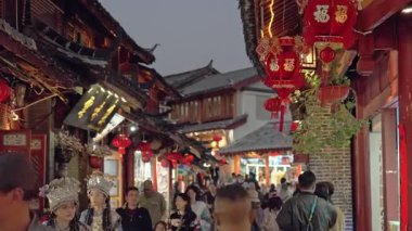 Lijiang eski şehir Çin yeni yıl fenerler , Yunnan Çin
