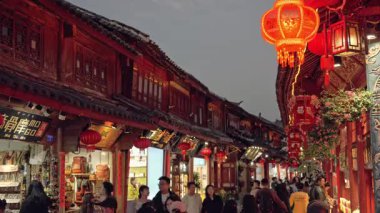 Lijiang eski şehir Çin yeni yıl fenerler , Yunnan Çin