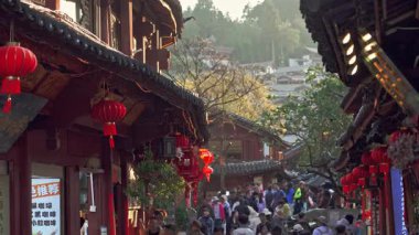 Lijiang eski şehir Çin yeni yıl fenerler , Yunnan Çin
