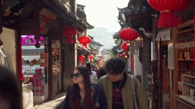 Lijiang eski şehir Çin yeni yıl fenerler , Yunnan Çin