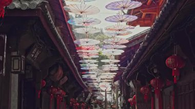 Lijiang eski şehir Çin yeni yıl fenerler , Yunnan Çin