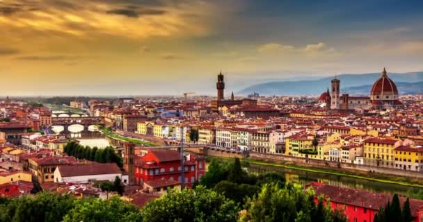 Florencia o Firenze puesta del sol, Italia — Vídeos de Stock